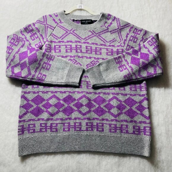 Lane Bryant Womens Gray Crew Neck Fair Isle Jumper Pullover Sweater Size 18/20 - Picture 1 of 8